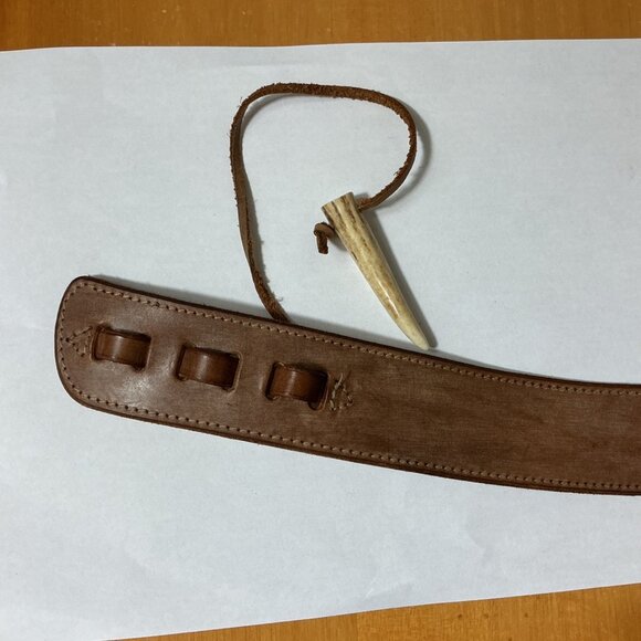 Vintage 80s Banana Republic Save The Tiger Brown Leather Tooth Toggle Belt 30 - Picture 4 of 5